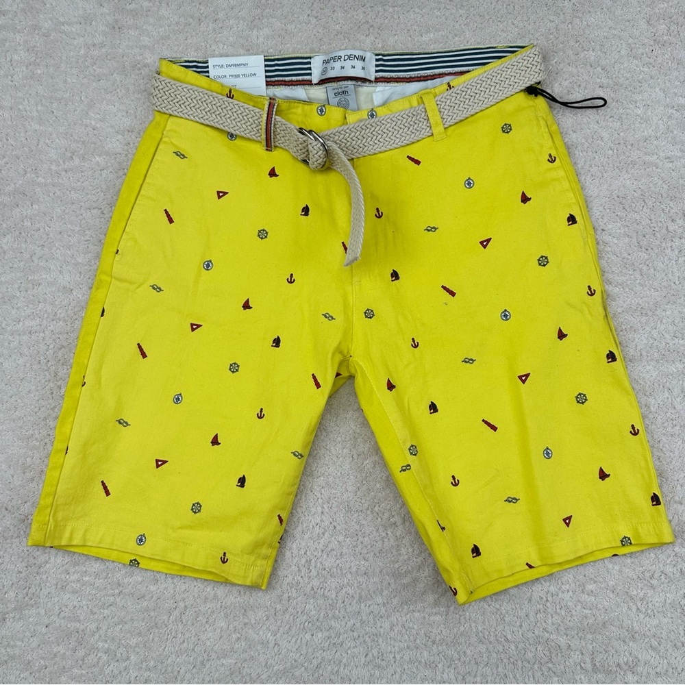 Paper Denim & Cloth W/ Belt Men's Shorts Size 32 Nautical NWT